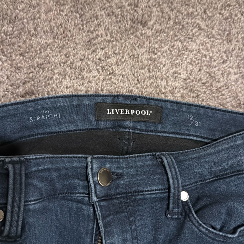 Liverpool The Straight High Rise Denim Jeans Dark Wash 12/31